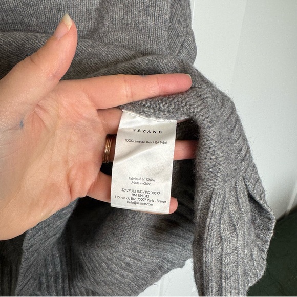 Sezane Gray Cowl Neck Sweater Cozy Knit Timeless Design - Picture 6 of 9